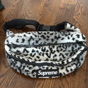 Supreme Black and White Sherpa Waist Bag